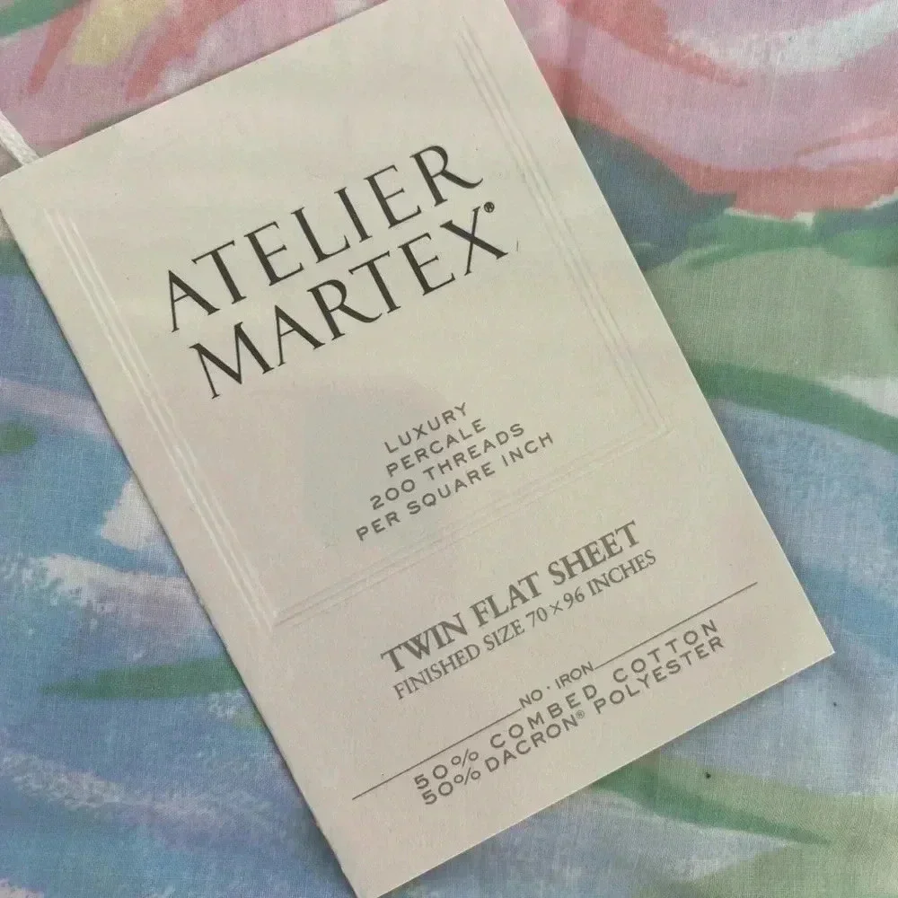 ATELIER MARTEX Vintage Claude Monet's Water Lilies Twin Flat Sheet